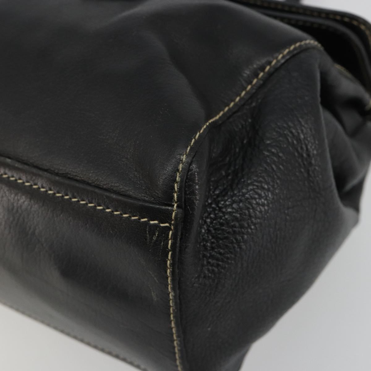 PRADA Shoulder Bag Leather Black Silver Auth 189148A