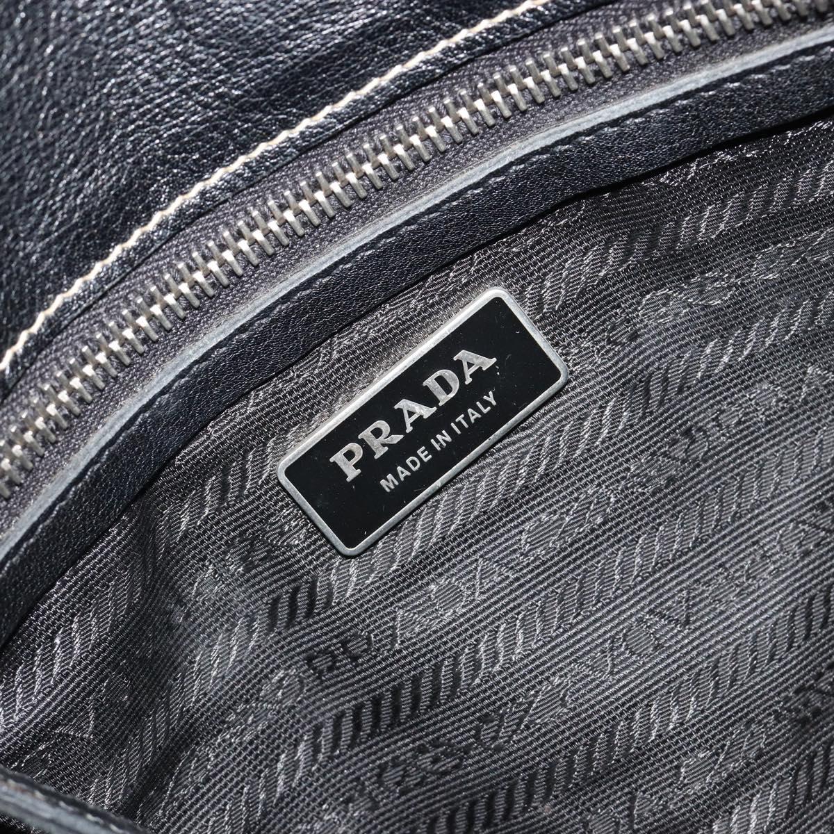 PRADA Shoulder Bag Leather Black Silver Auth 189148A