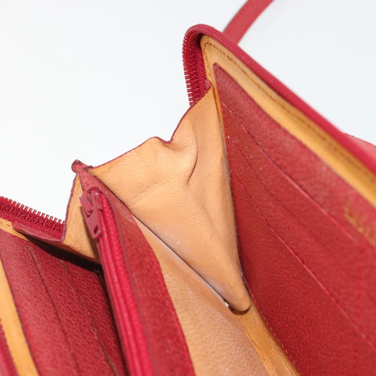 GUCCI Bamboo Shoulder Wallet Outlet Suede 2way Red Gold Auth 189149