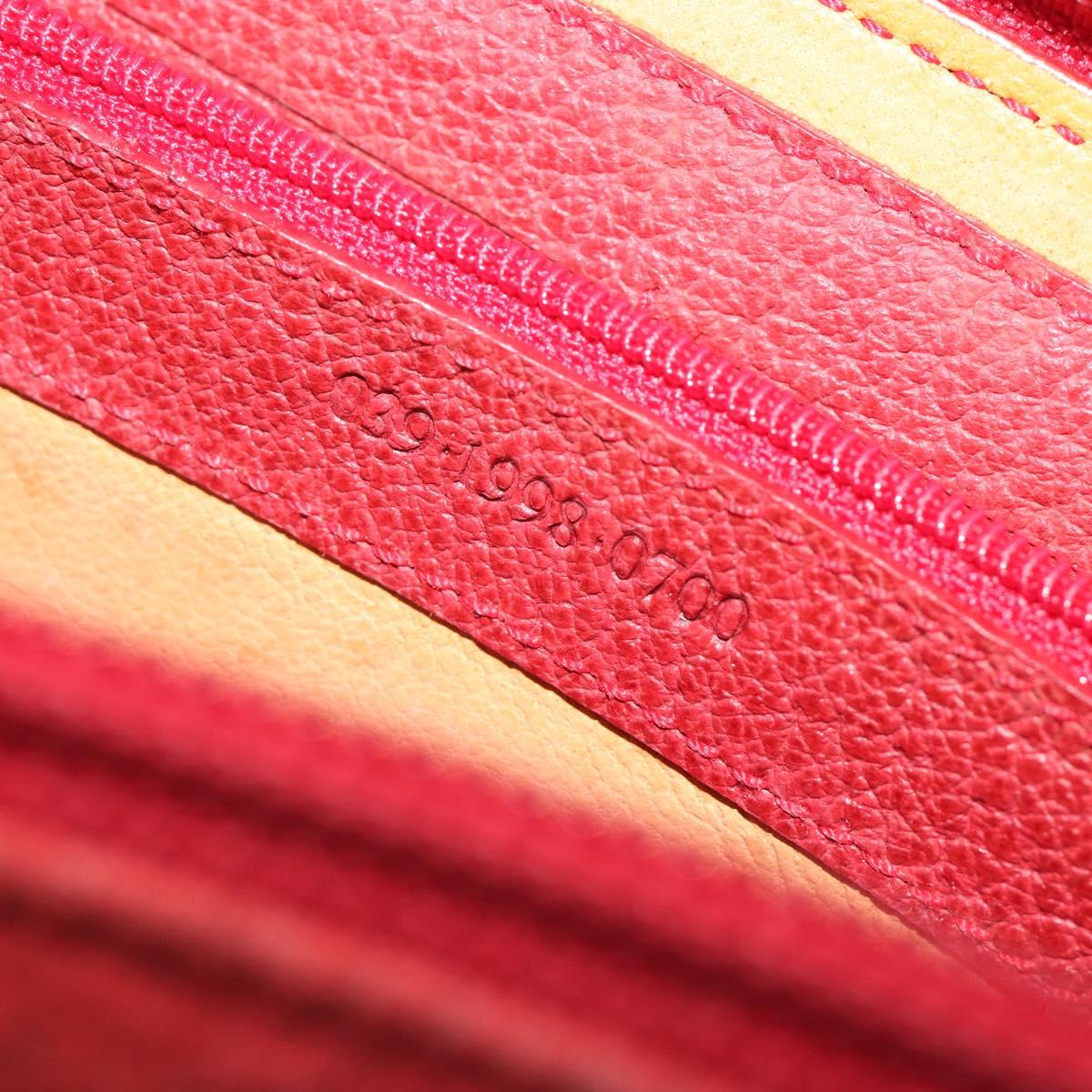 GUCCI Bamboo Shoulder Wallet Outlet Suede 2way Red Gold Auth 189149
