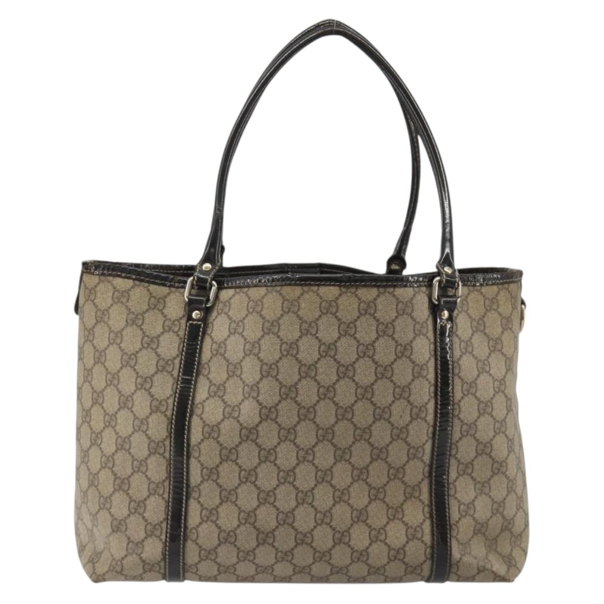 GUCCI GG Supreme Tote Bag PVC Beige Gold 197953 Auth 189151