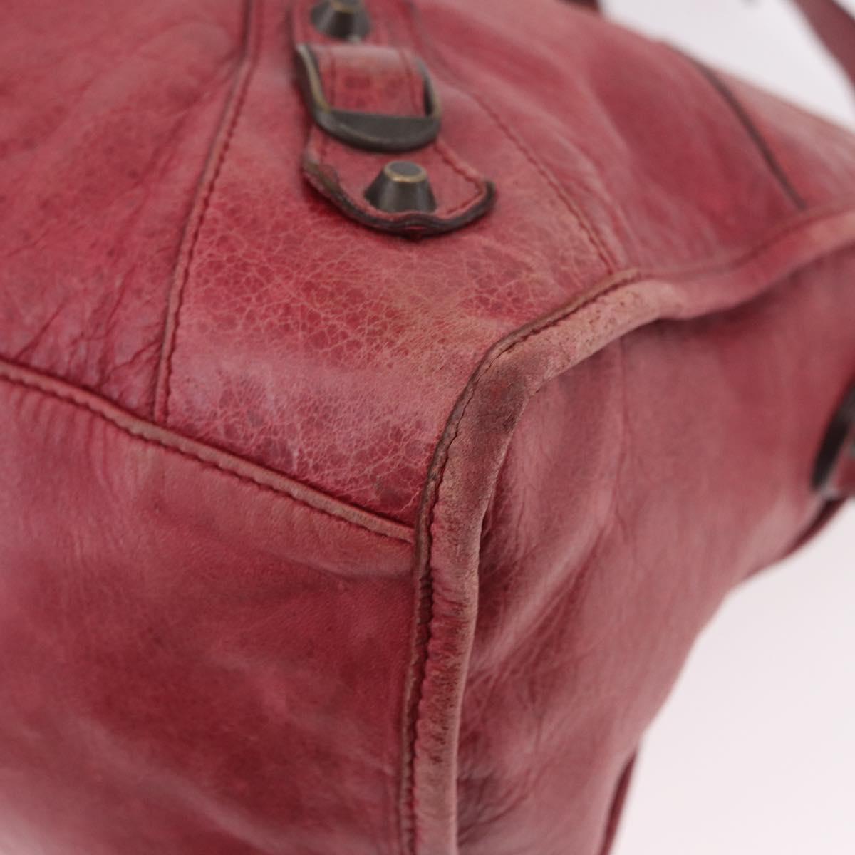 BALENCIAGA The Part Time Hand Bag Leather 2way Red 168028 Auth 189152A