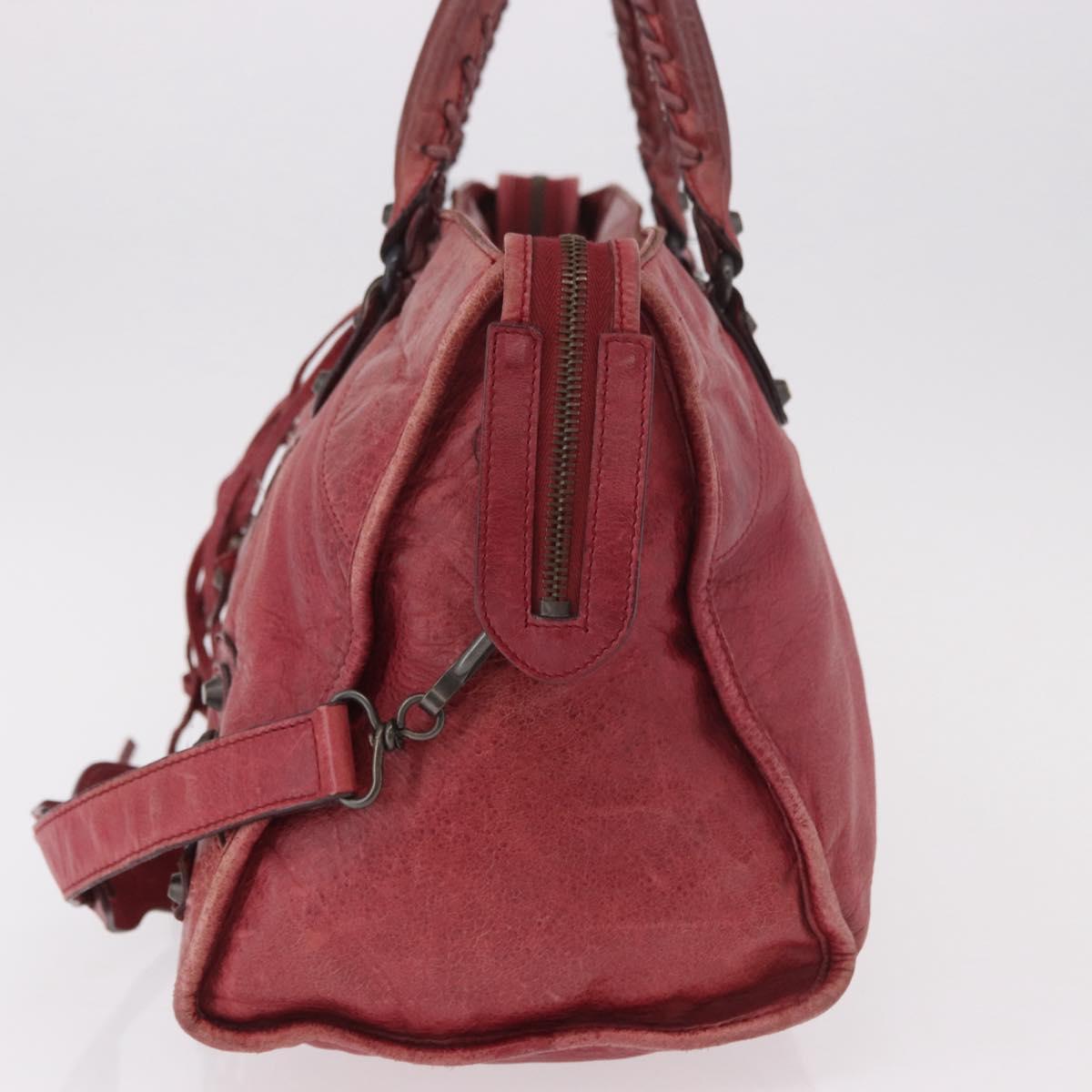 BALENCIAGA The Part Time Hand Bag Leather 2way Red 168028 Auth 189152A
