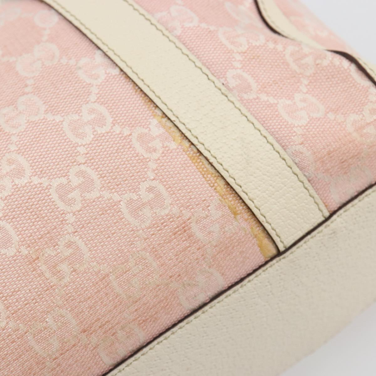 GUCCI GG Canvas Abbey Boston Bag Pink Gold Auth 189155