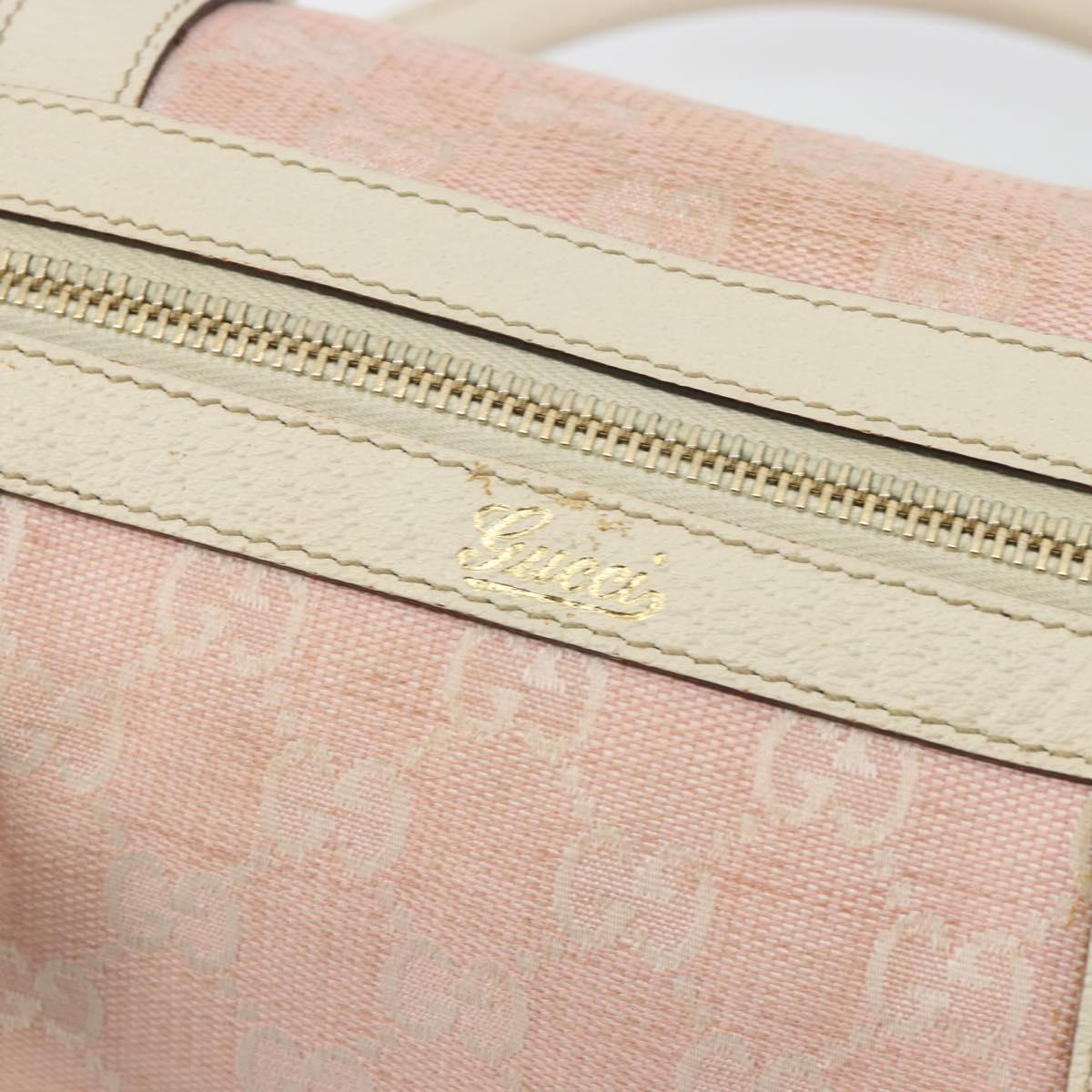 GUCCI GG Canvas Abbey Boston Bag Pink Gold Auth 189155