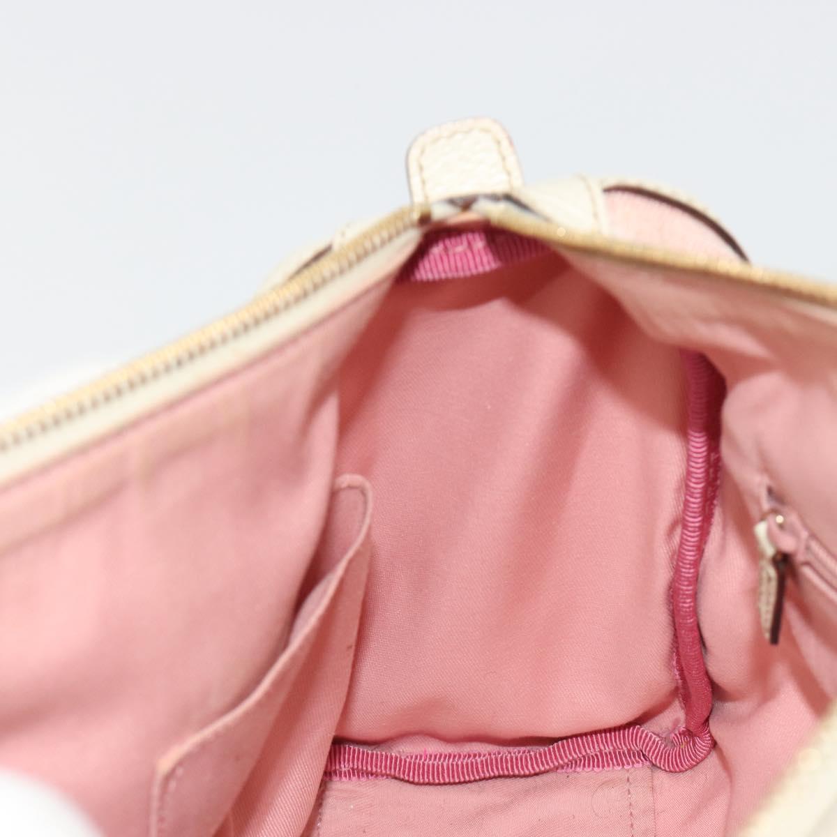 GUCCI GG Canvas Abbey Boston Bag Pink Gold Auth 189155