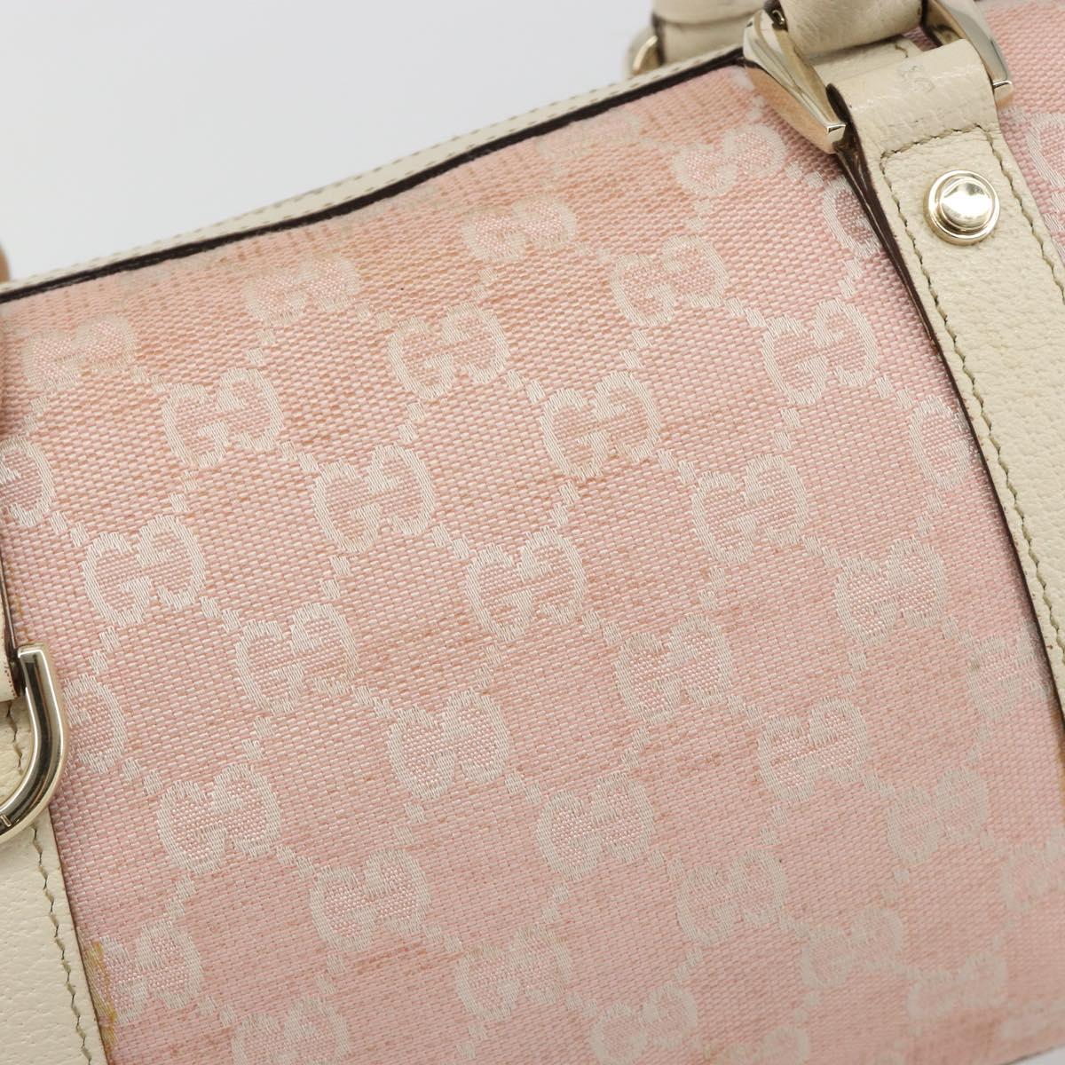 GUCCI GG Canvas Abbey Boston Bag Pink Gold Auth 189155