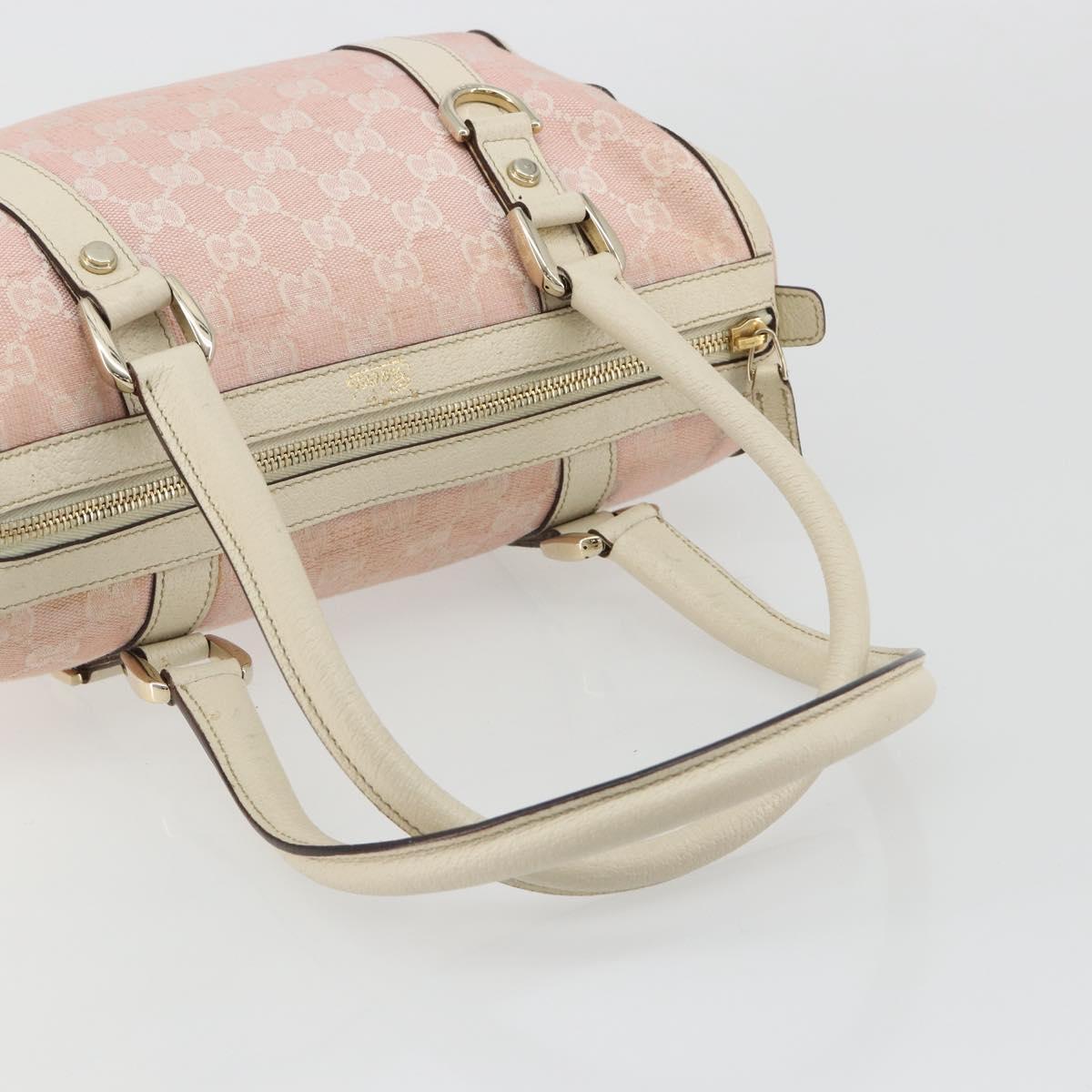 GUCCI GG Canvas Abbey Boston Bag Pink Gold Auth 189155
