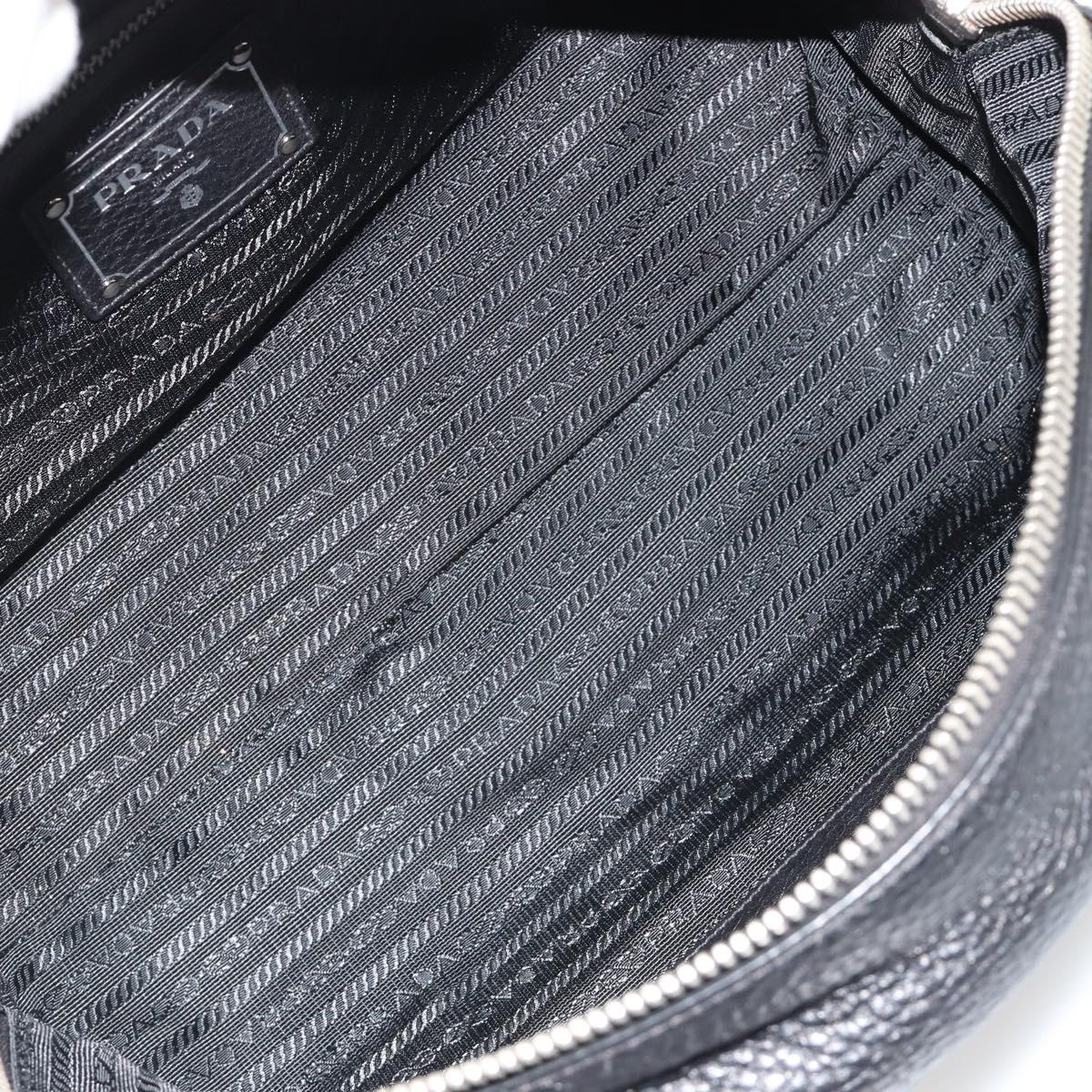 PRADA Boston Bag Leather Black Silver Auth 189156SAV