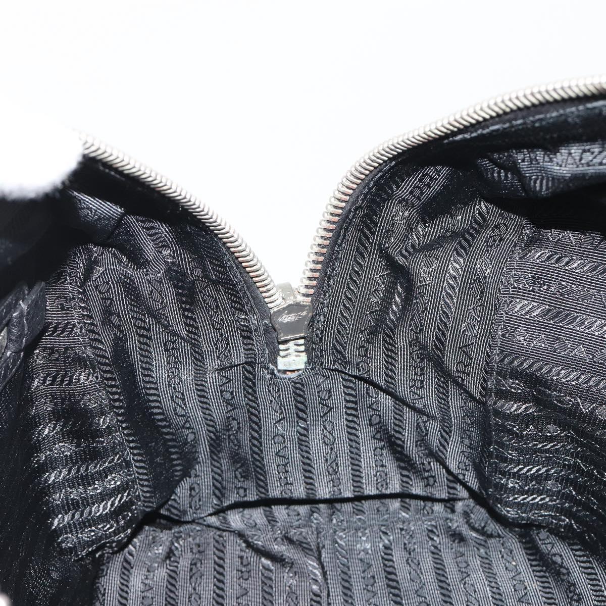 PRADA Boston Bag Leather Black Silver Auth 189156SAV
