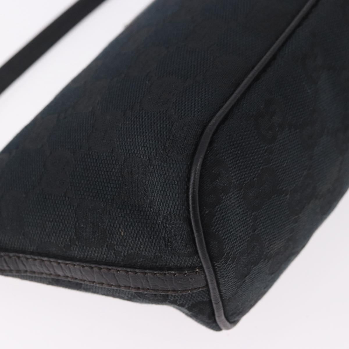 GUCCI GG Canvas Accessory Pouch Black Silver Auth 189166V