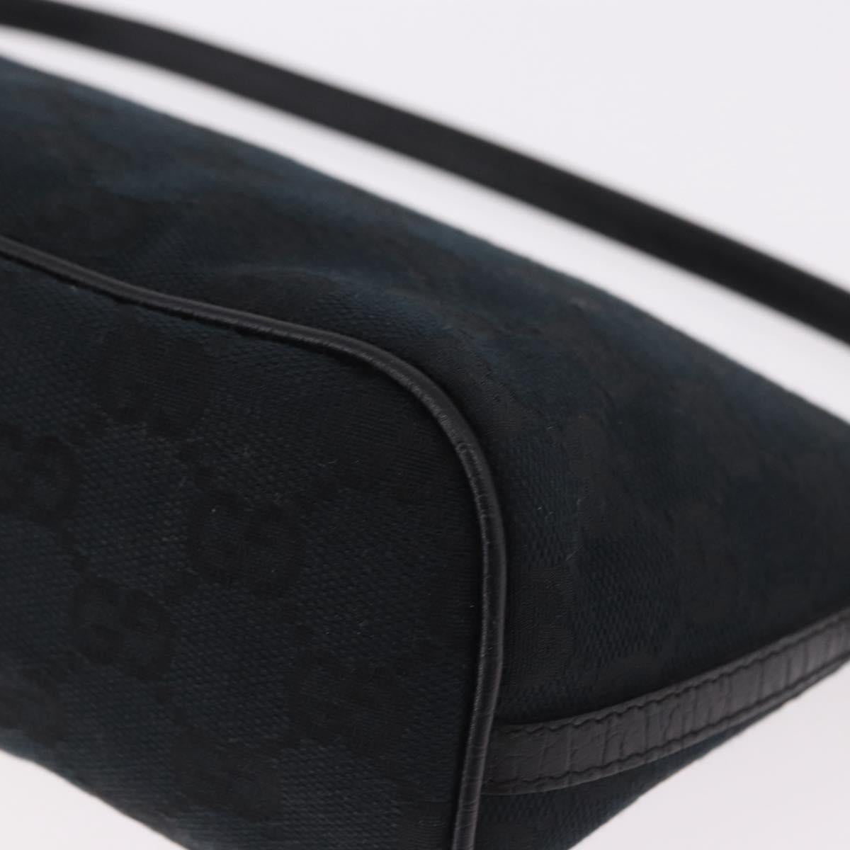 GUCCI GG Canvas Accessory Pouch Black Silver Auth 189166V