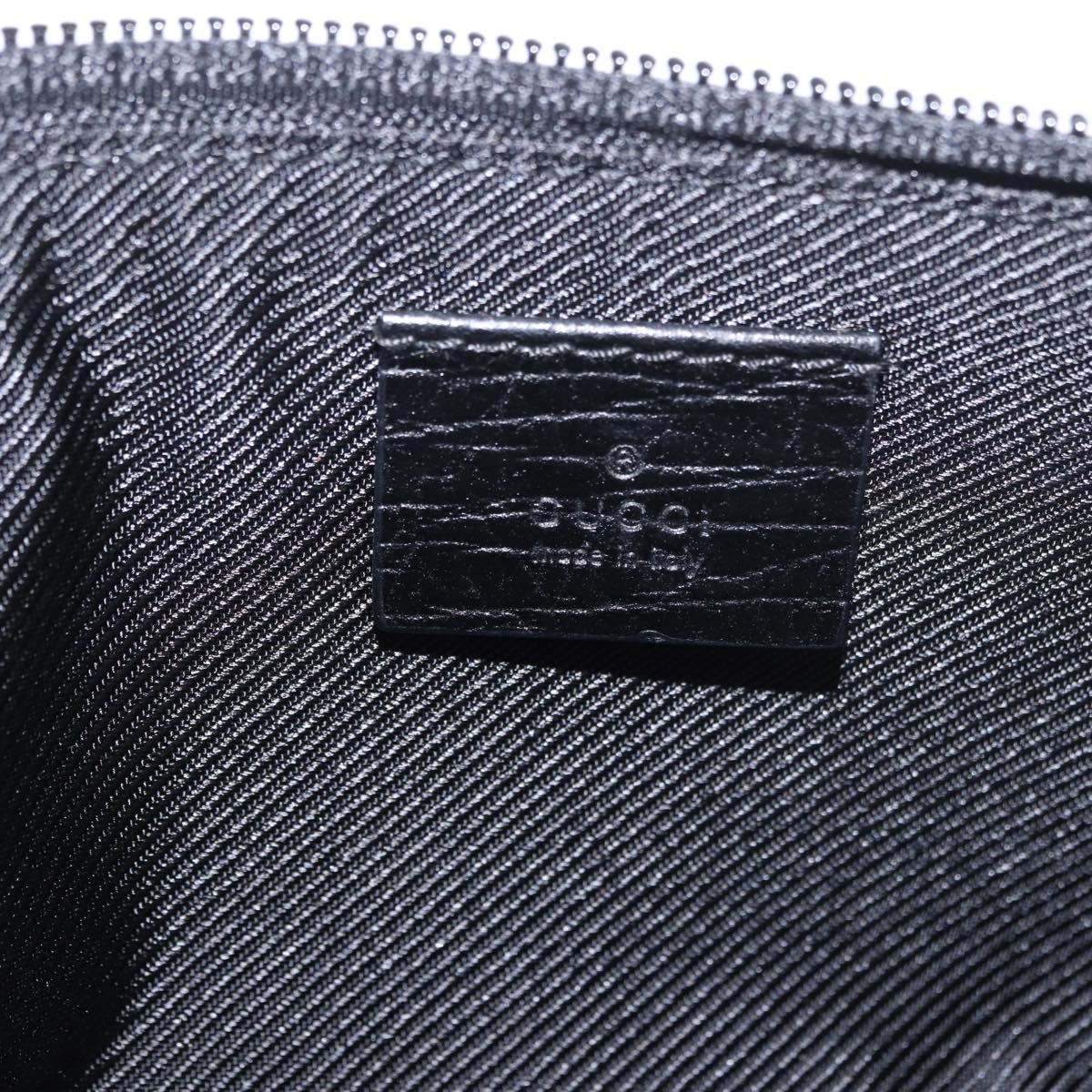 GUCCI GG Canvas Accessory Pouch Black Silver Auth 189166V