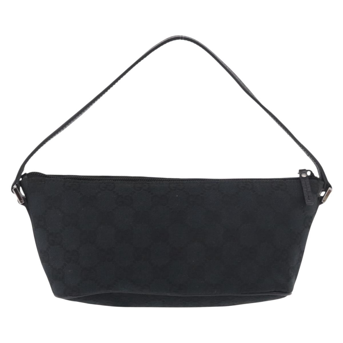 GUCCI GG Canvas Accessory Pouch Black Silver Auth 189166V