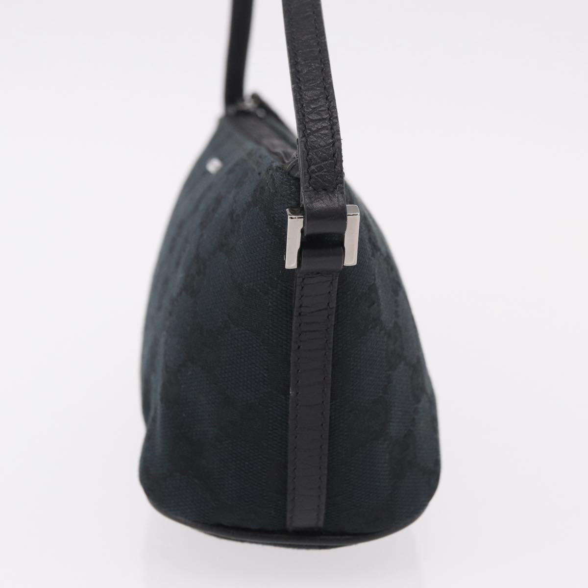 GUCCI GG Canvas Accessory Pouch Black Silver Auth 189166V