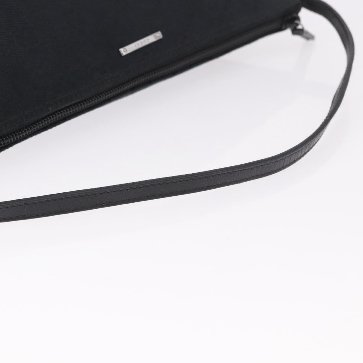 GUCCI GG Canvas Accessory Pouch Black Silver Auth 189166V