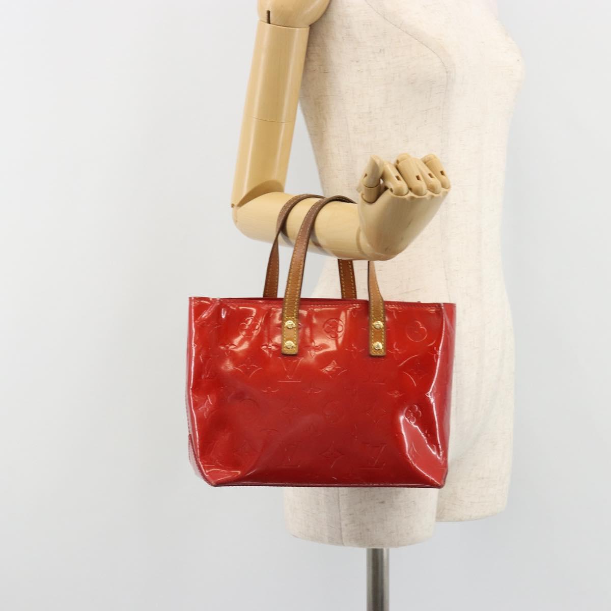 LOUIS VUITTON Monogram Vernis Reade PM Hand Bag Rouge M91088 LV Auth 189168