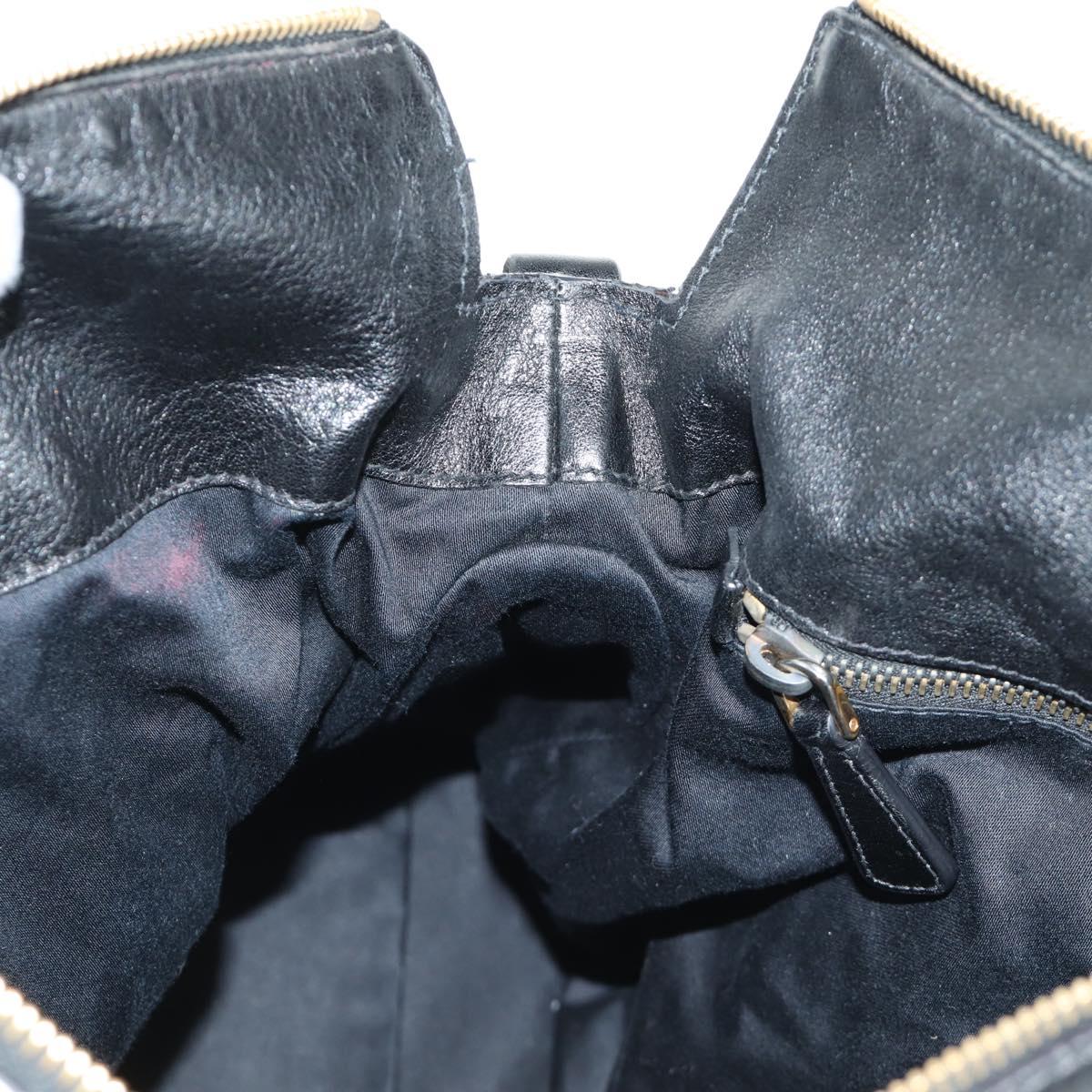 Miu Miu Ribbon Hand Bag Leather 2way Black Gold Auth 189170SAM