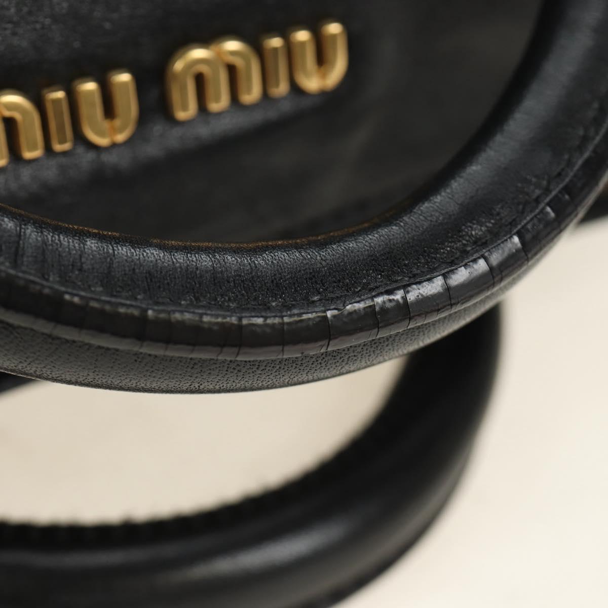 Miu Miu Ribbon Hand Bag Leather 2way Black Gold Auth 189170SAM
