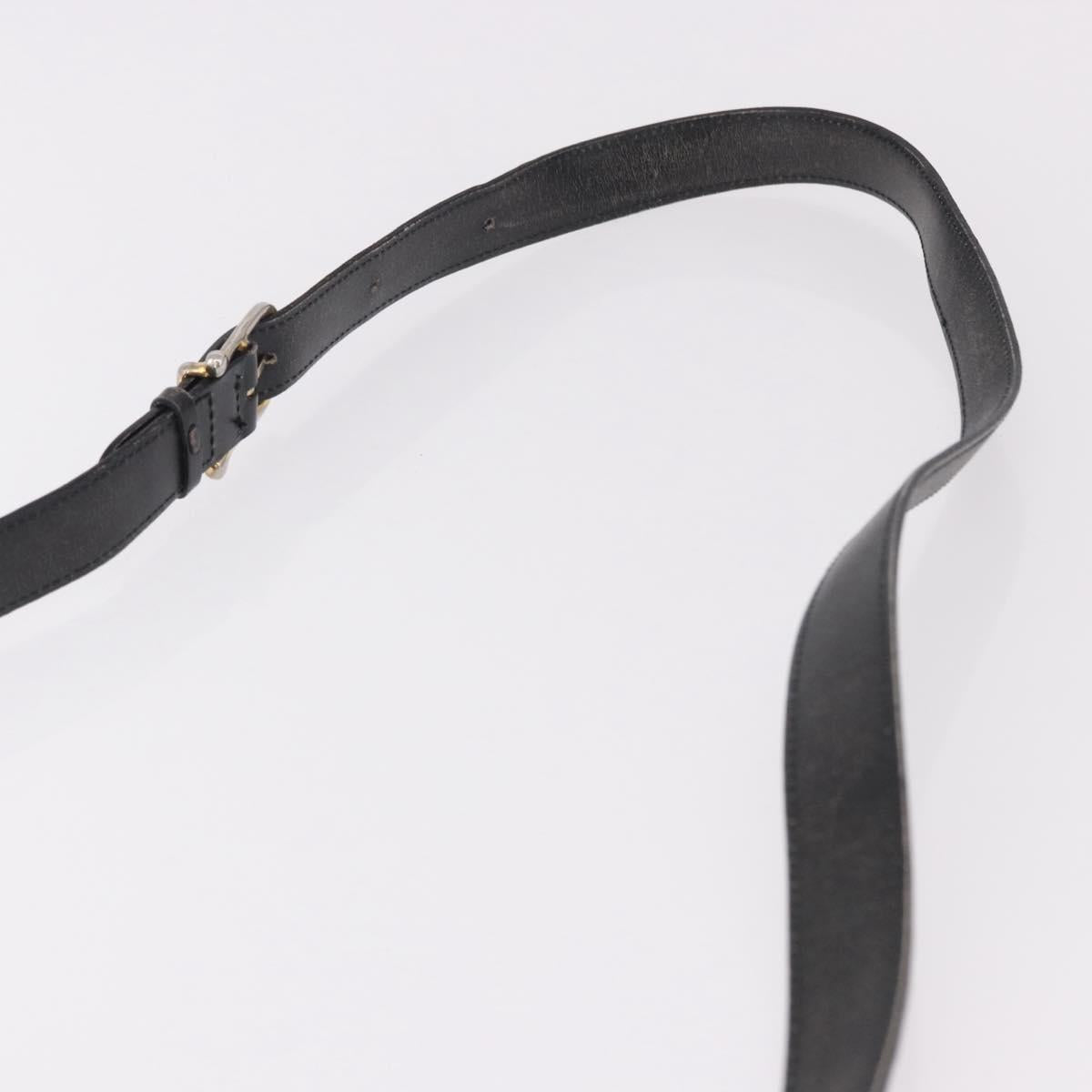 CELINE Circle Shoulder Bag Leather Black Gold Auth 189175