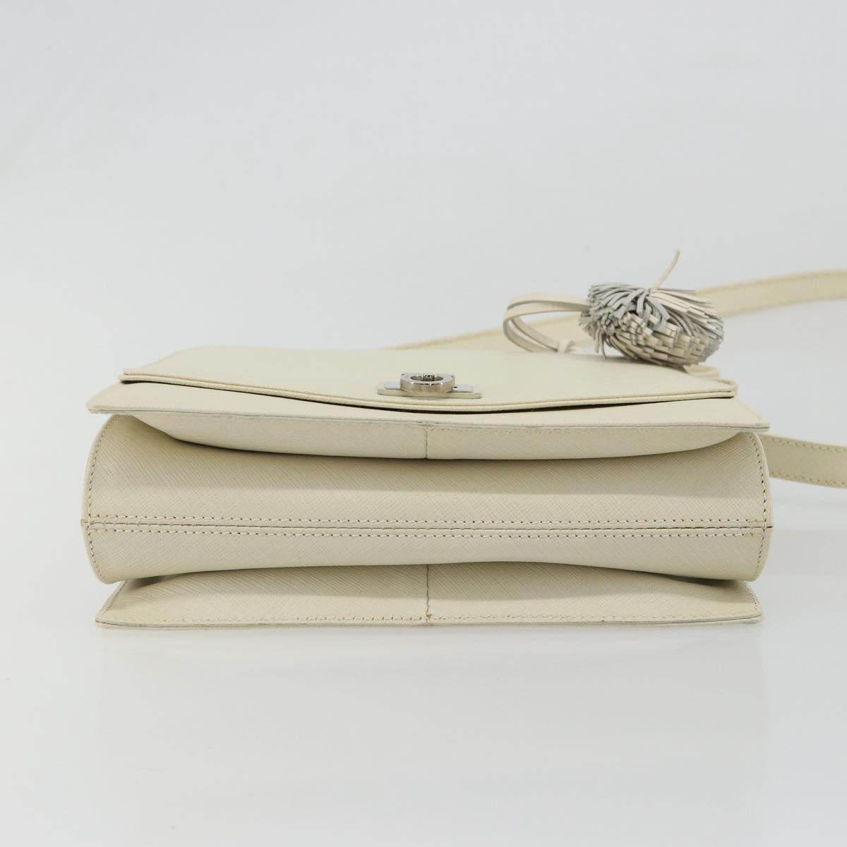 Salvatore Ferragamo Gancini Shoulder Bag Leather 2way White Silver Auth 189177A