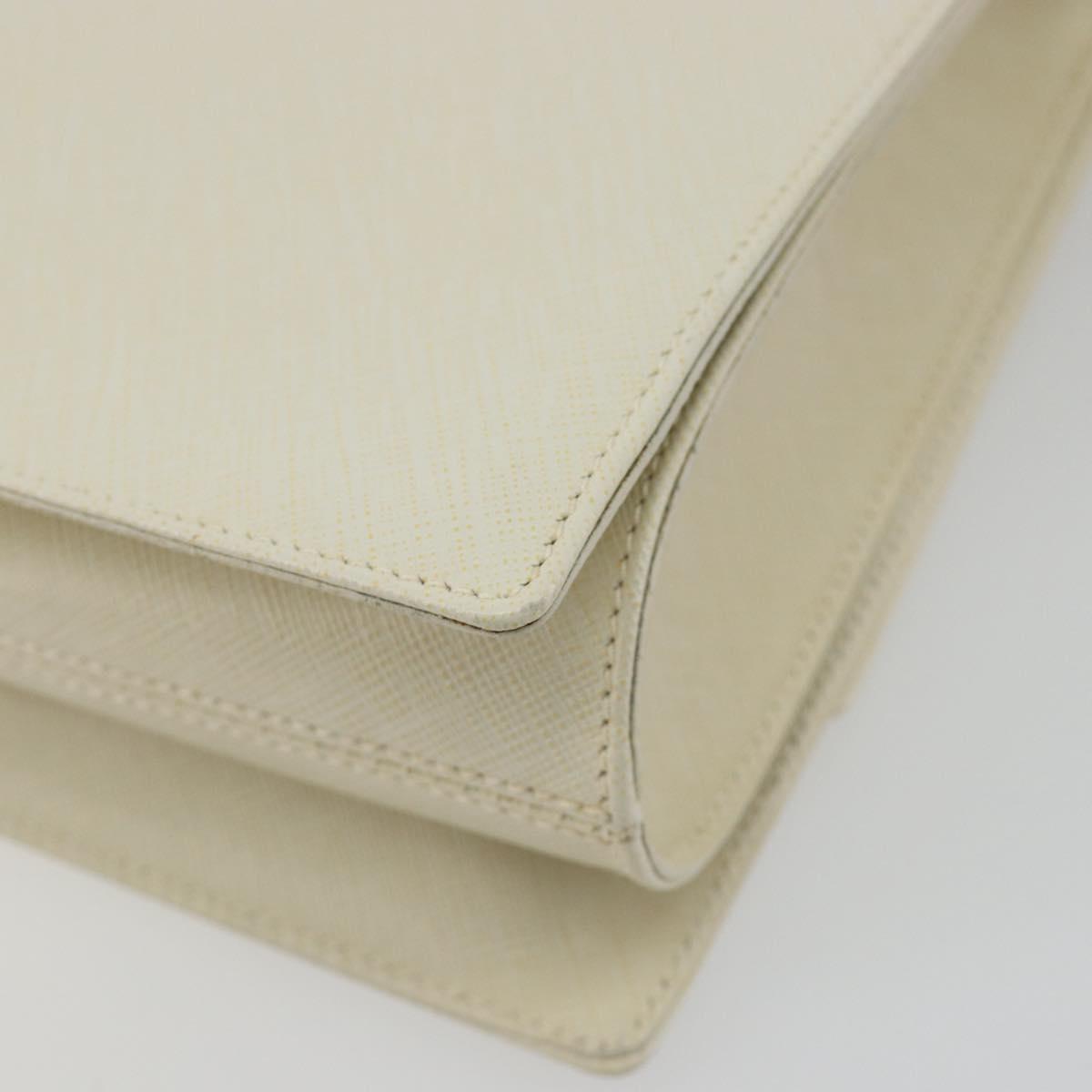 Salvatore Ferragamo Gancini Shoulder Bag Leather 2way White Silver Auth 189177A