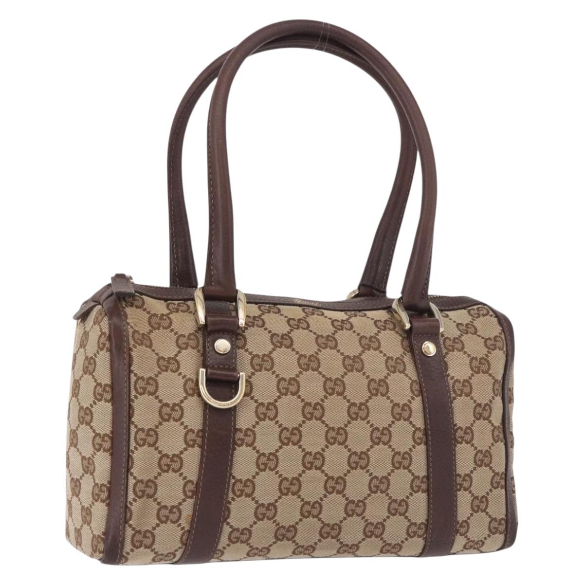 GUCCI GG Canvas Abbey Boston Bag Beige Gold Auth 189178A
