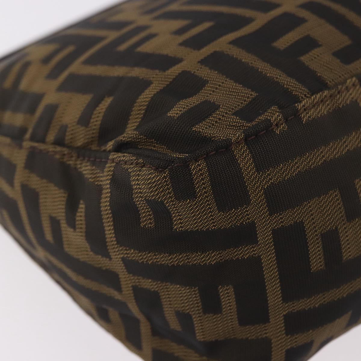FENDI Zucca Accessory Pouch Brown Silver 8N0005 Auth 189182