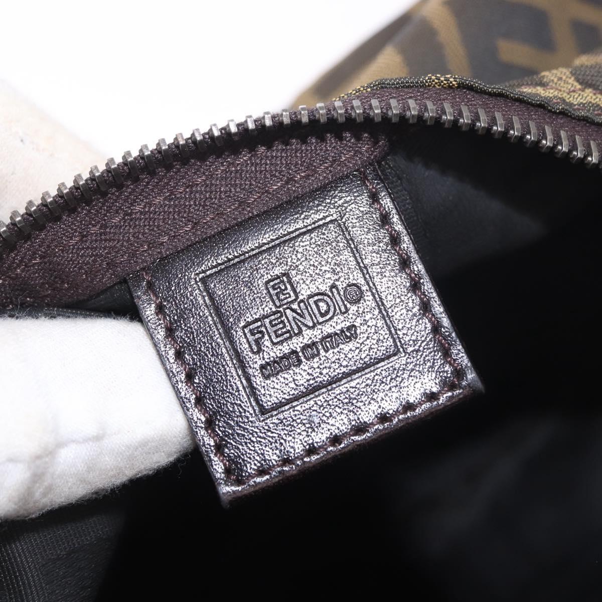 FENDI Zucca Accessory Pouch Brown Silver 8N0005 Auth 189182