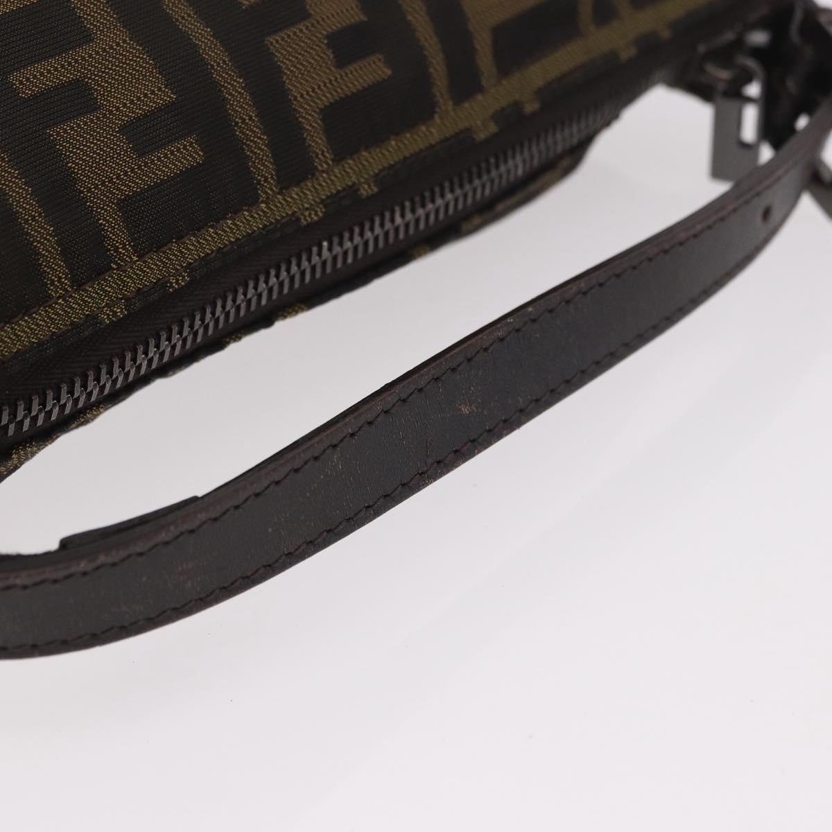 FENDI Zucca Accessory Pouch Brown Silver 8N0005 Auth 189182