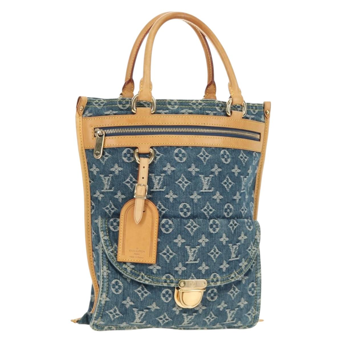 LOUIS VUITTON Monogram Denim Hand Bag Blue M95018 LV Auth 189186SAV