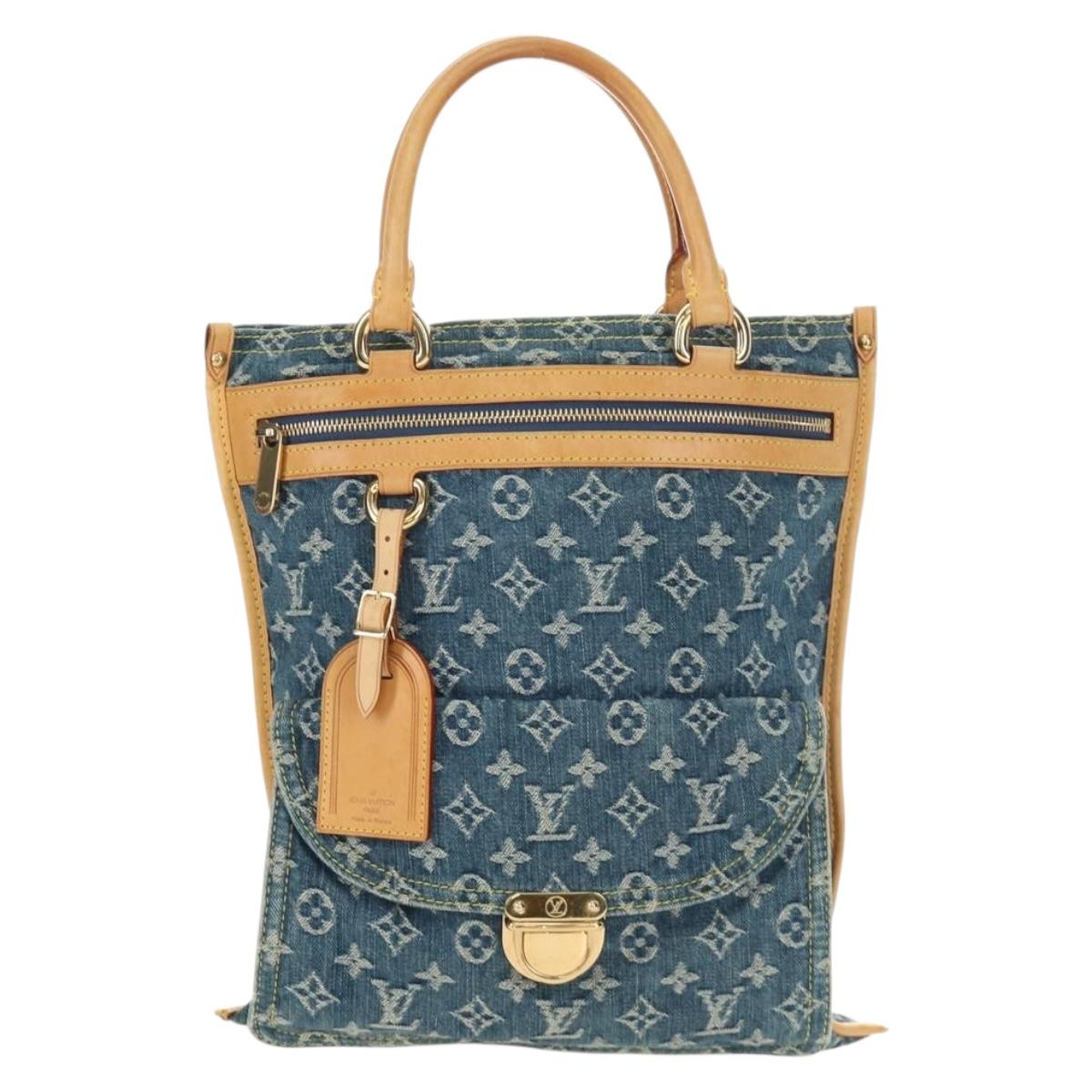 LOUIS VUITTON Monogram Denim Hand Bag Blue M95018 LV Auth 189186SAV