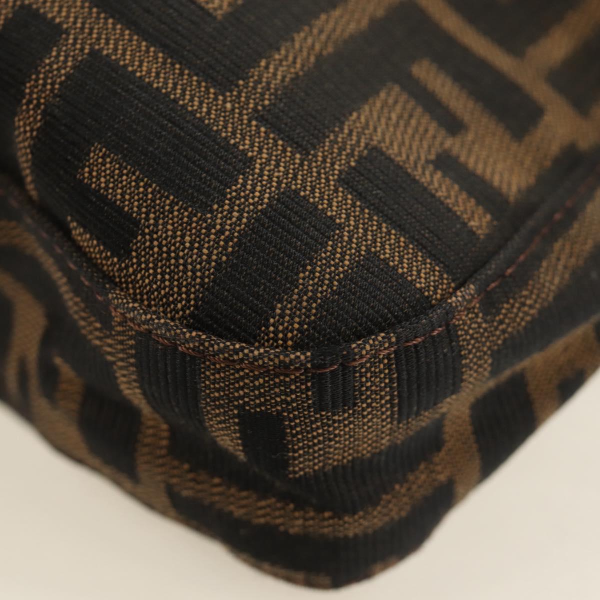 FENDI Zucca Canvas Mamma Baguette Shoulder Bag Black Brown Auth 189187V