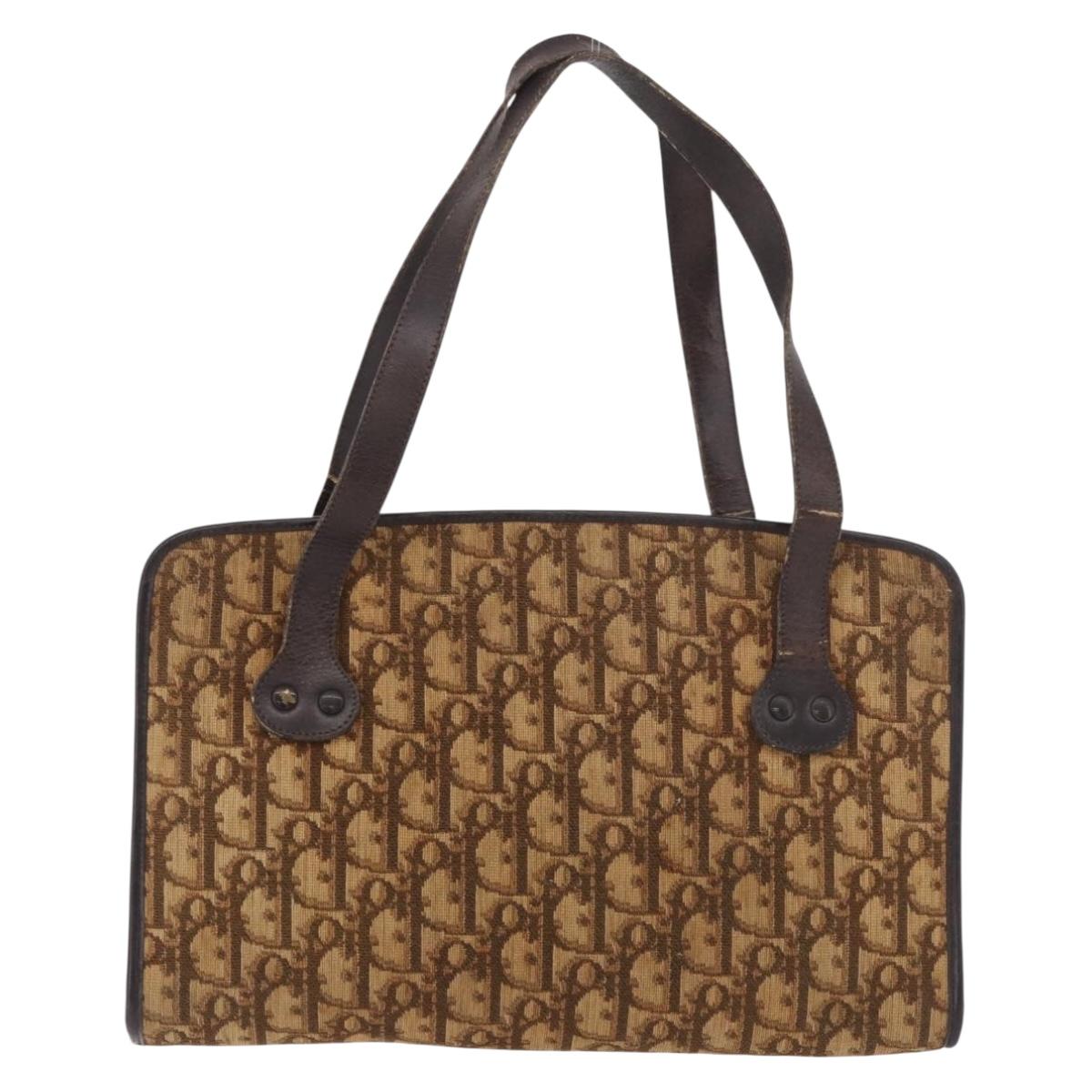 Christian Dior Trotter Hand Bag Beige Gold Auth 189192