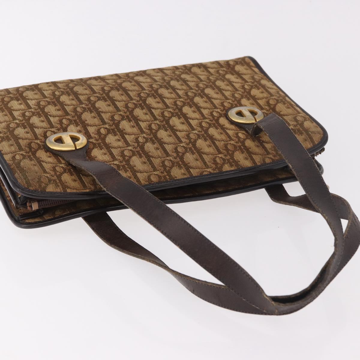 Christian Dior Trotter Hand Bag Beige Gold Auth 189192