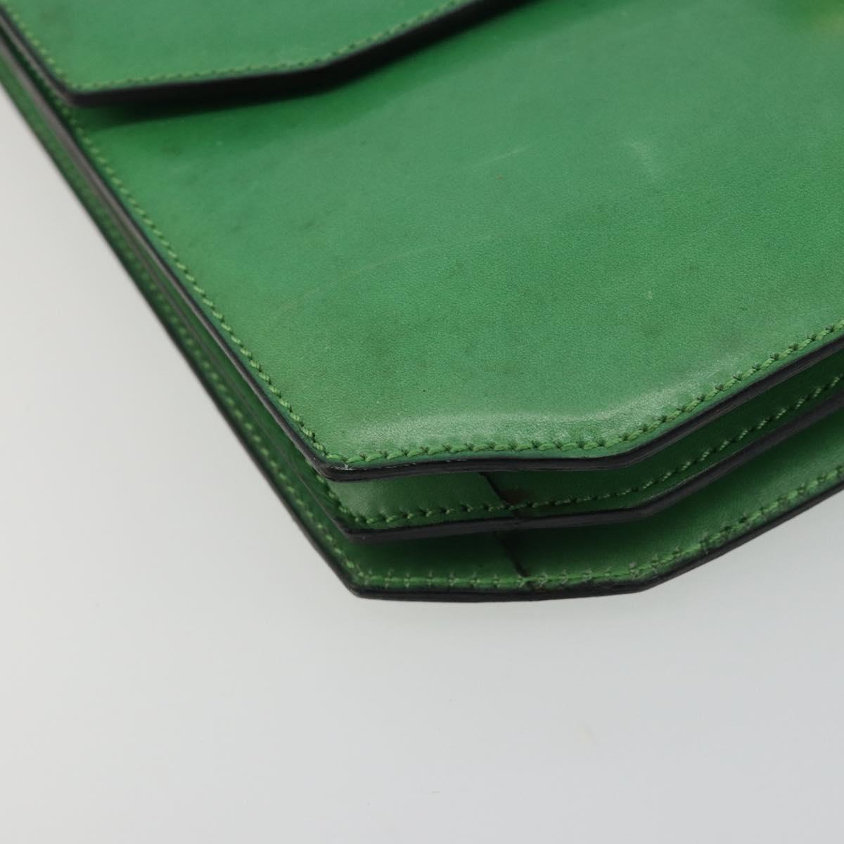 CELINE Shoulder Bag Leather Green Gold Auth 189202