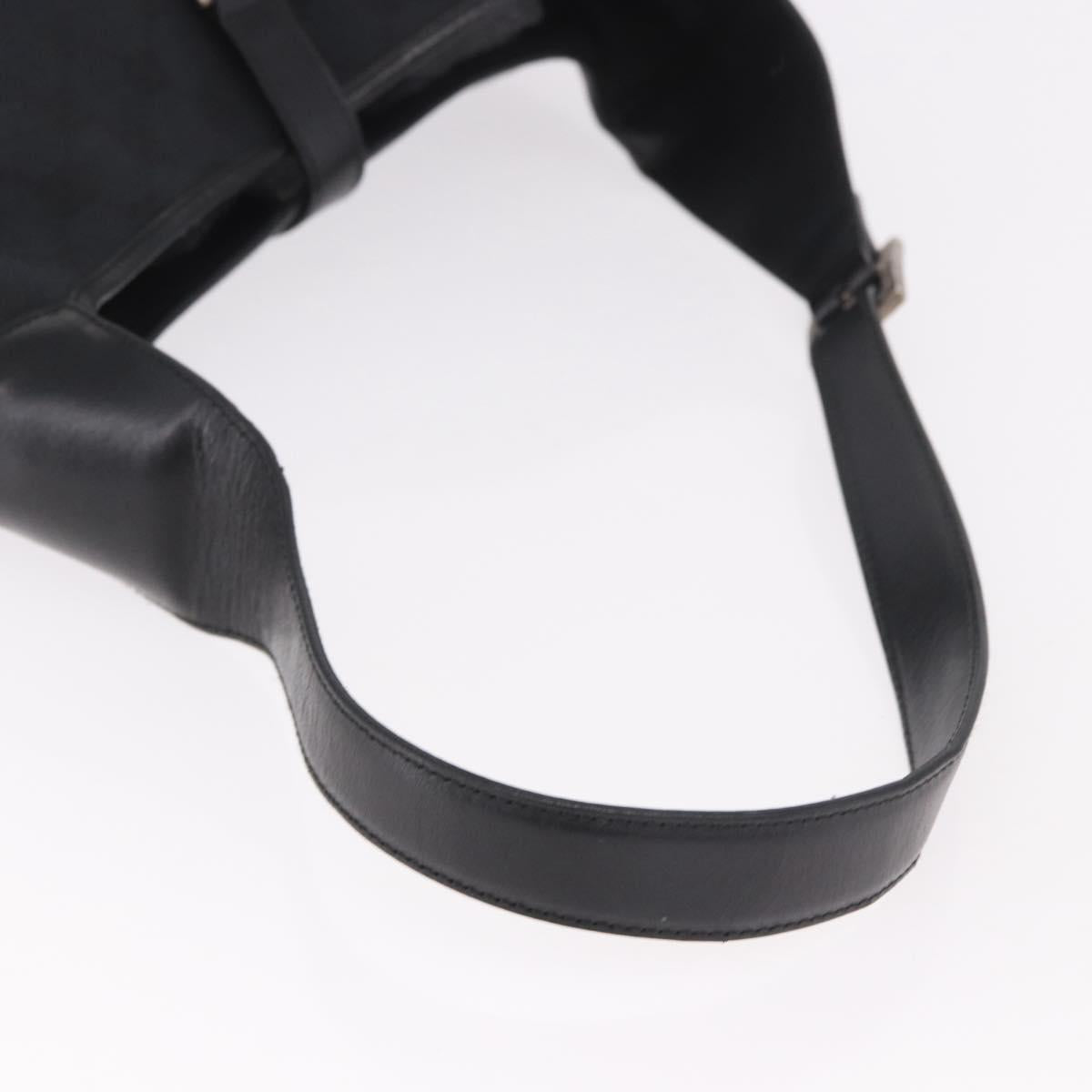 GUCCI GG Canvas Jackie Shoulder Bag Black Silver 001 3346 Auth 189205A