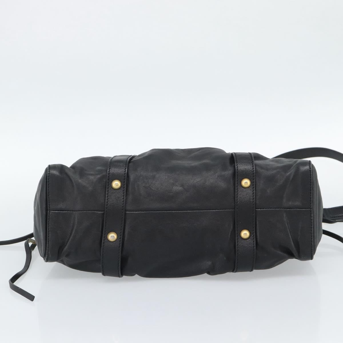 Miu Miu Hand Bag Leather 2way Black Gold Auth 189206SAM