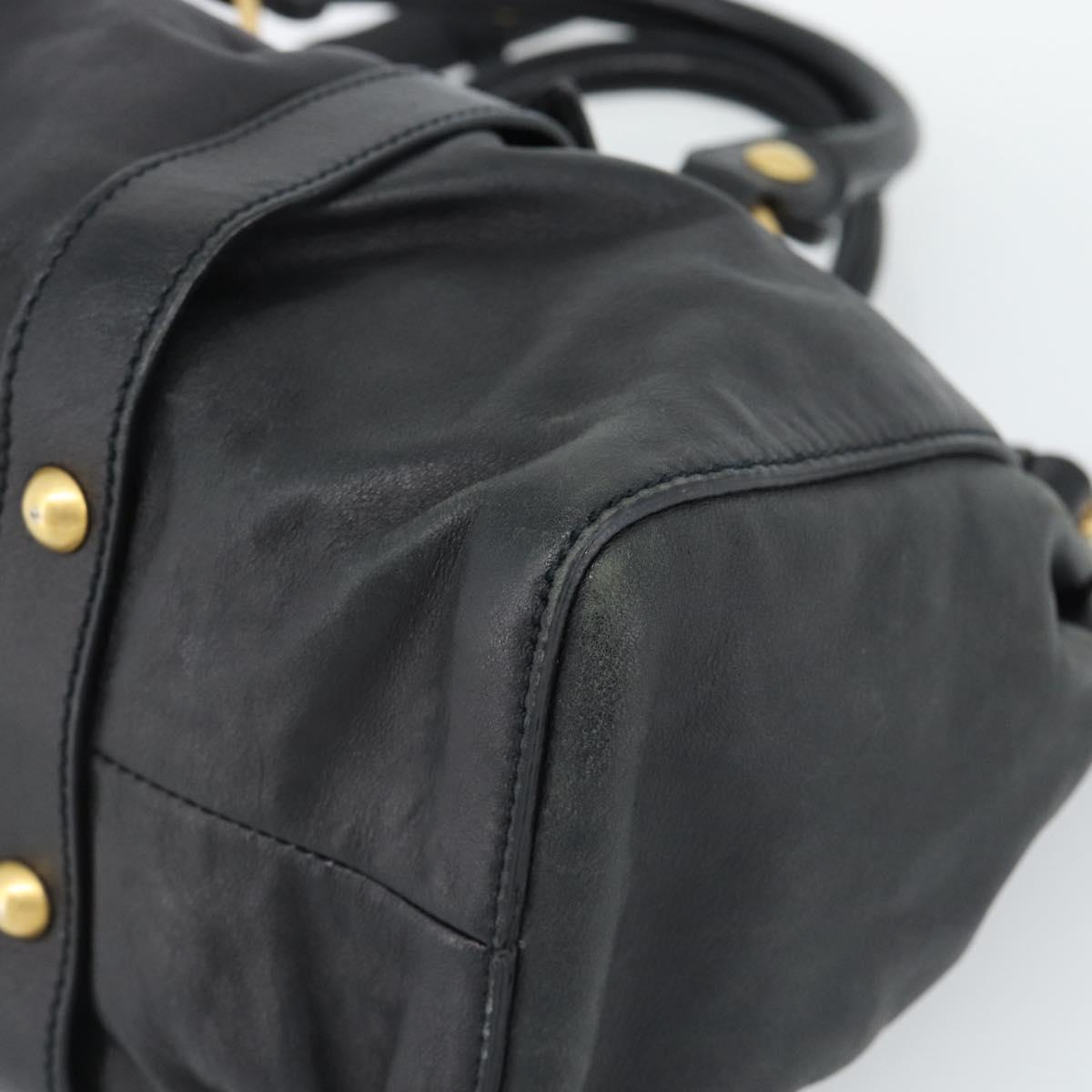 Miu Miu Hand Bag Leather 2way Black Gold Auth 189206SAM