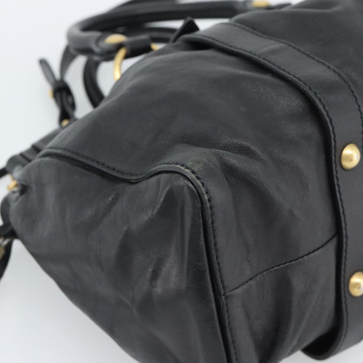 Miu Miu Hand Bag Leather 2way Black Gold Auth 189206SAM