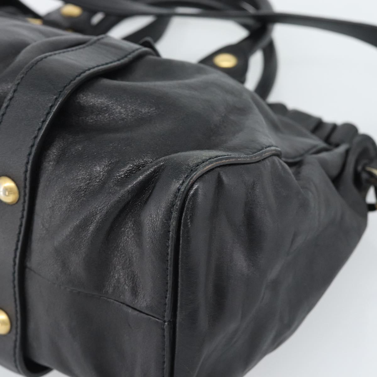 Miu Miu Hand Bag Leather 2way Black Gold Auth 189206SAM