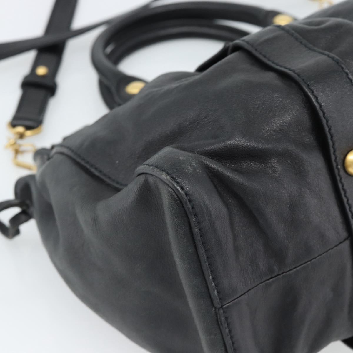 Miu Miu Hand Bag Leather 2way Black Gold Auth 189206SAM