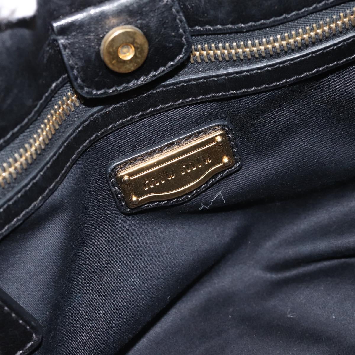 Miu Miu Hand Bag Leather 2way Black Gold Auth 189206SAM