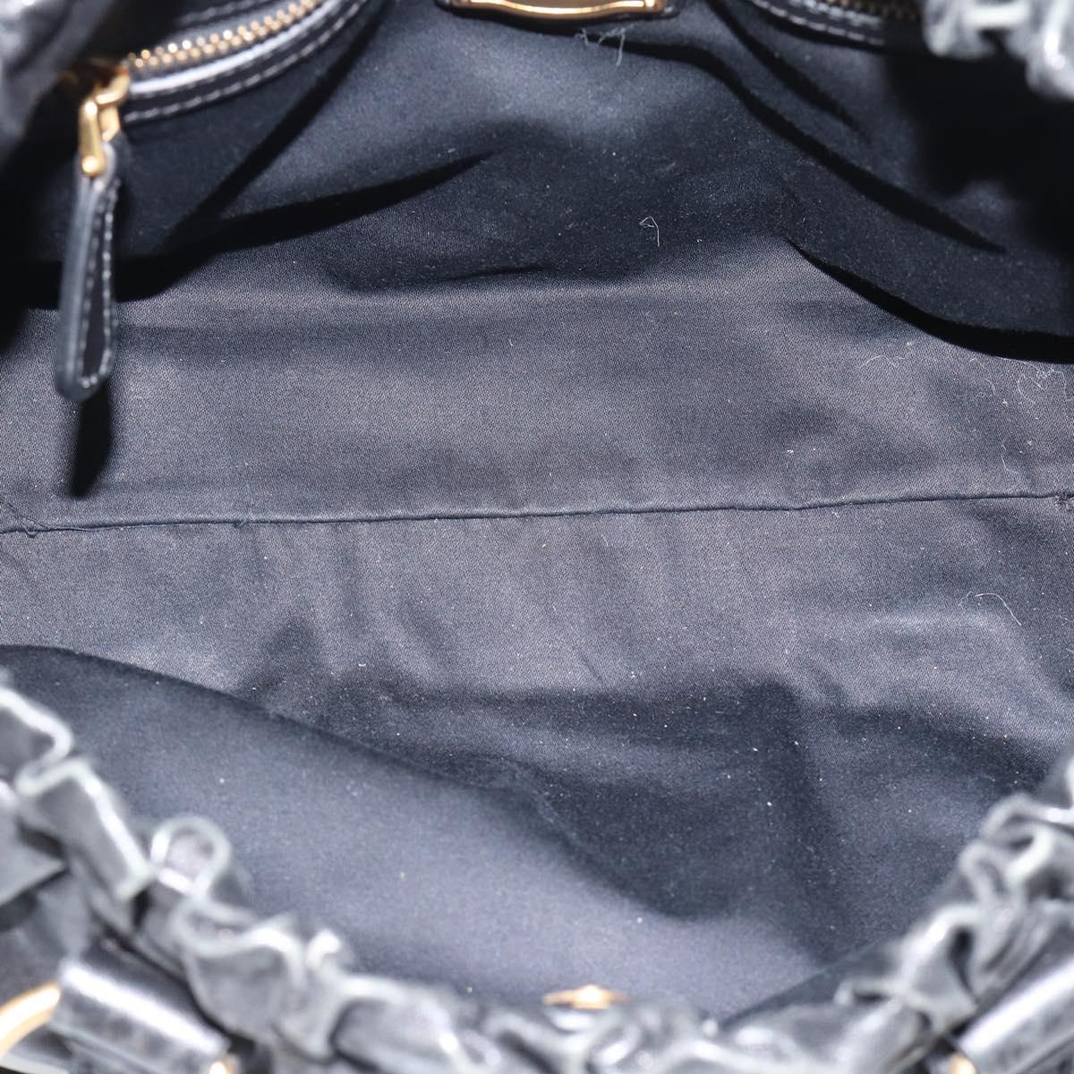Miu Miu Hand Bag Leather 2way Black Gold Auth 189206SAM