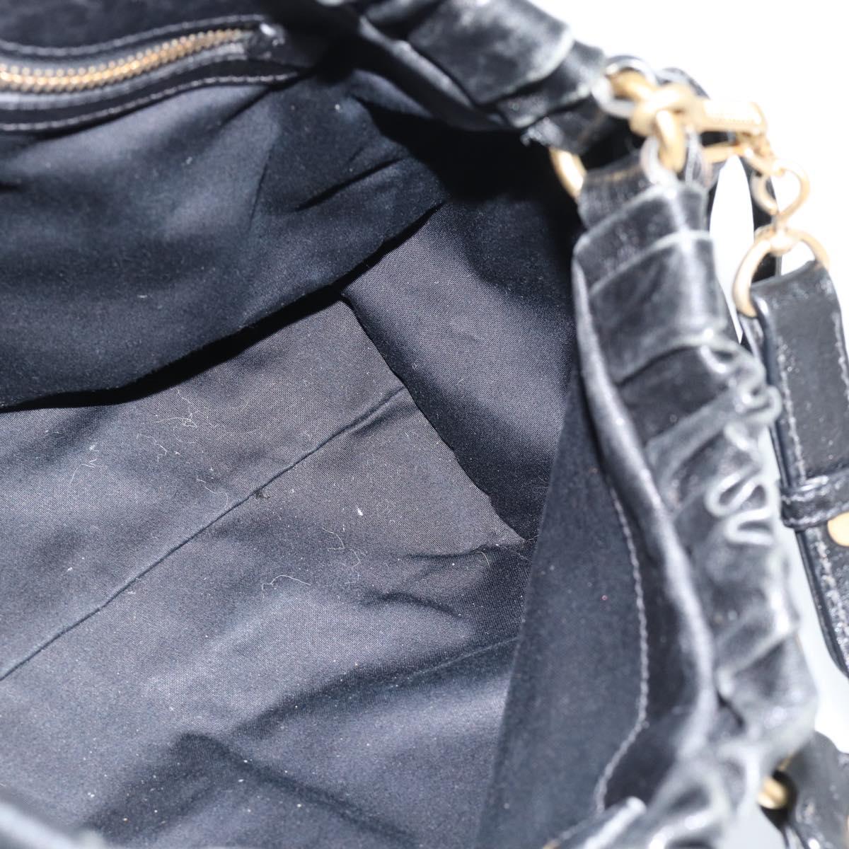 Miu Miu Hand Bag Leather 2way Black Gold Auth 189206SAM