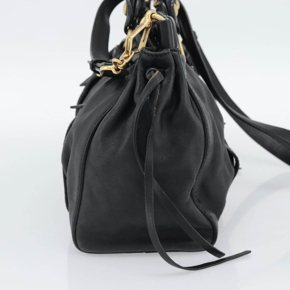Miu Miu Hand Bag Leather 2way Black Gold Auth 189206SAM