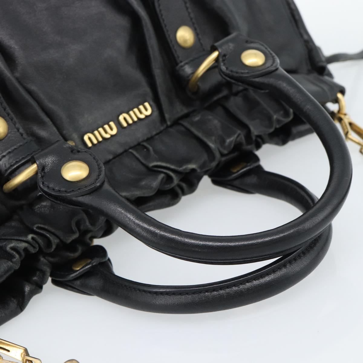 Miu Miu Hand Bag Leather 2way Black Gold Auth 189206SAM