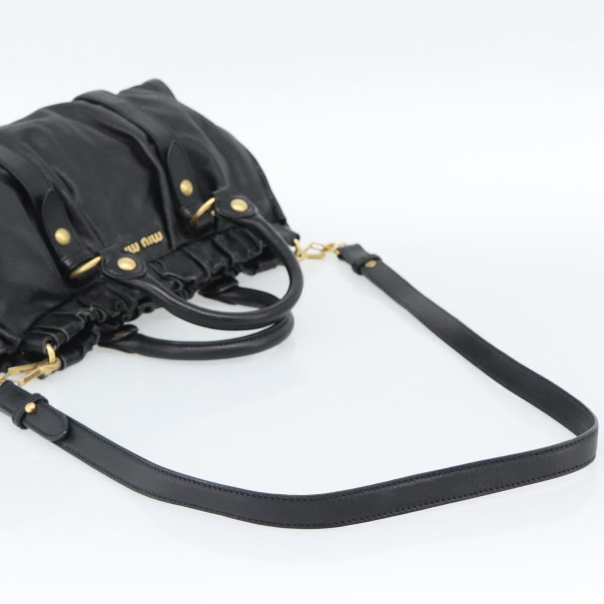 Miu Miu Hand Bag Leather 2way Black Gold Auth 189206SAM