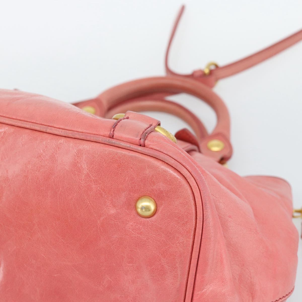Miu Miu Hand Bag Leather 2way Pink Gold Auth 189208SAM