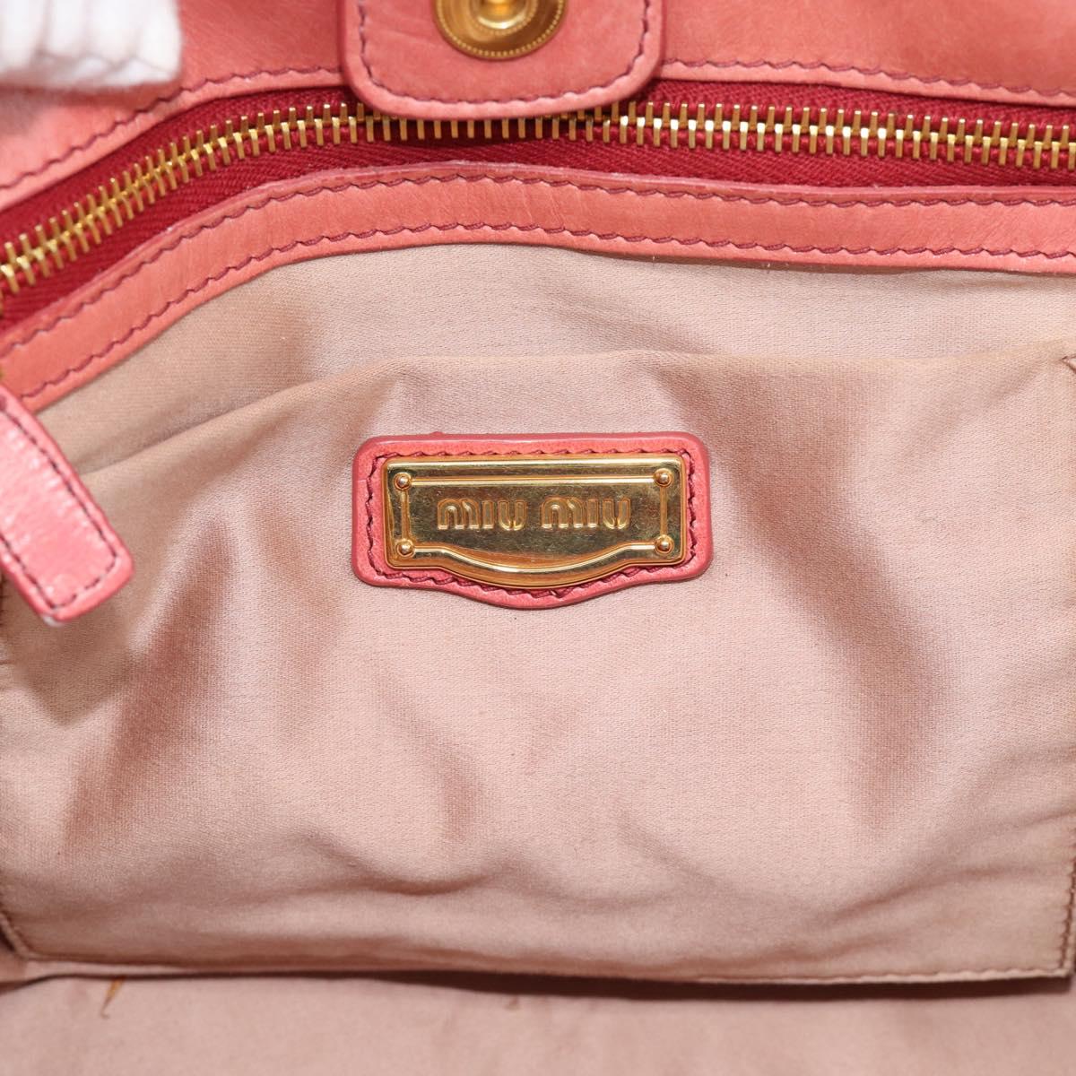 Miu Miu Hand Bag Leather 2way Pink Gold Auth 189208SAM